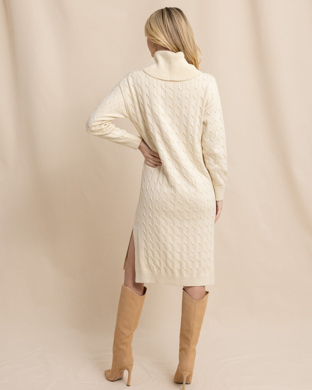 The back view of the Southern Tide Brea Sweater Dress by Southern Tide - Sand White