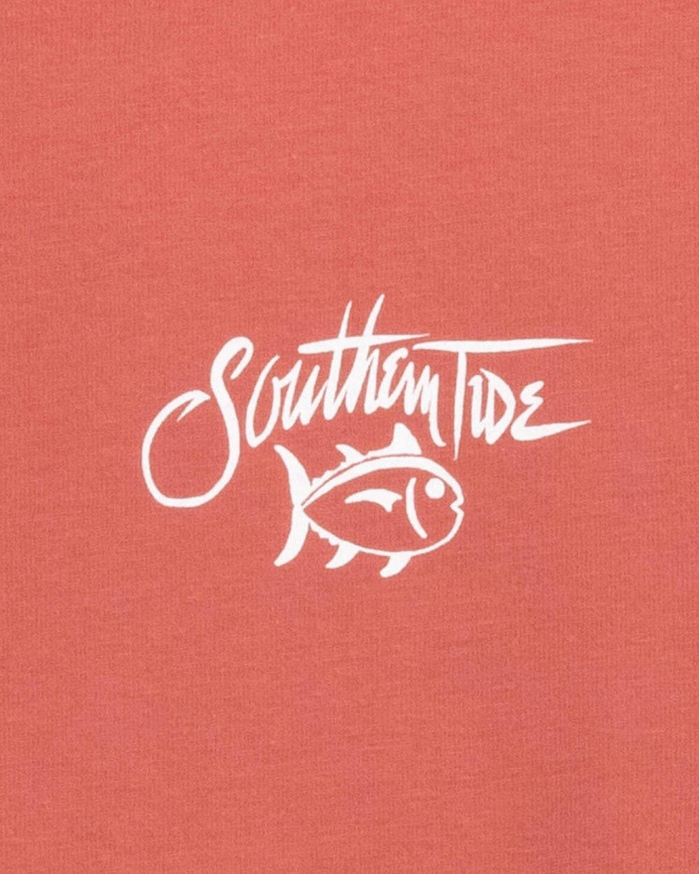 The detail view of the Southern Tide Breakwater Bass Long Sleeve T-Shirt by Southern Tide - Dusty Coral