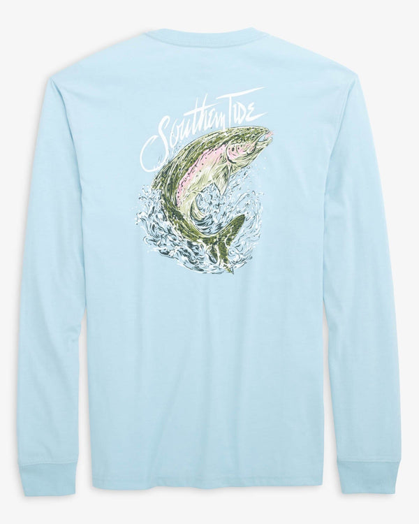The back view of the Southern Tide Breakwater Trout Long Sleeve T-Shirt by Southern Tide - Dream Blue