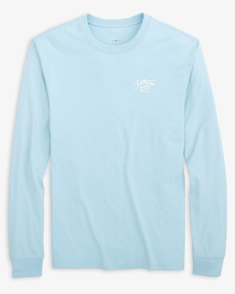 The front view of the Southern Tide Breakwater Trout Long Sleeve T-Shirt by Southern Tide - Dream Blue