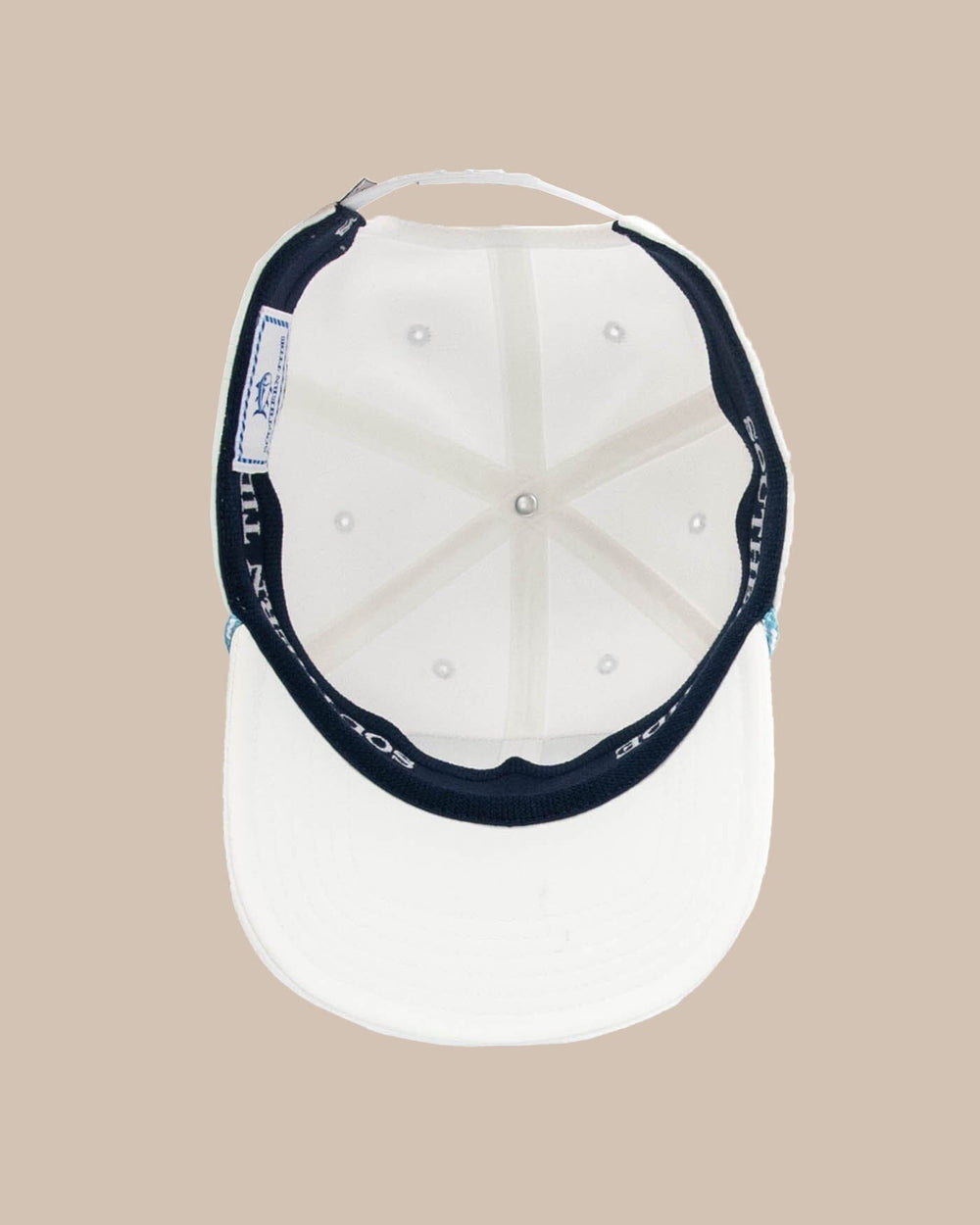 The detail view of the Southern Tide Bridge City Performance Hat by Southern Tide - White