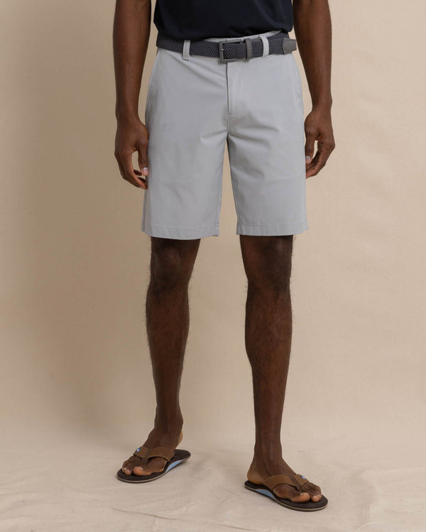 The front view of the Southern Tide brrr die 10 Short by Southern Tide - Seagull Grey