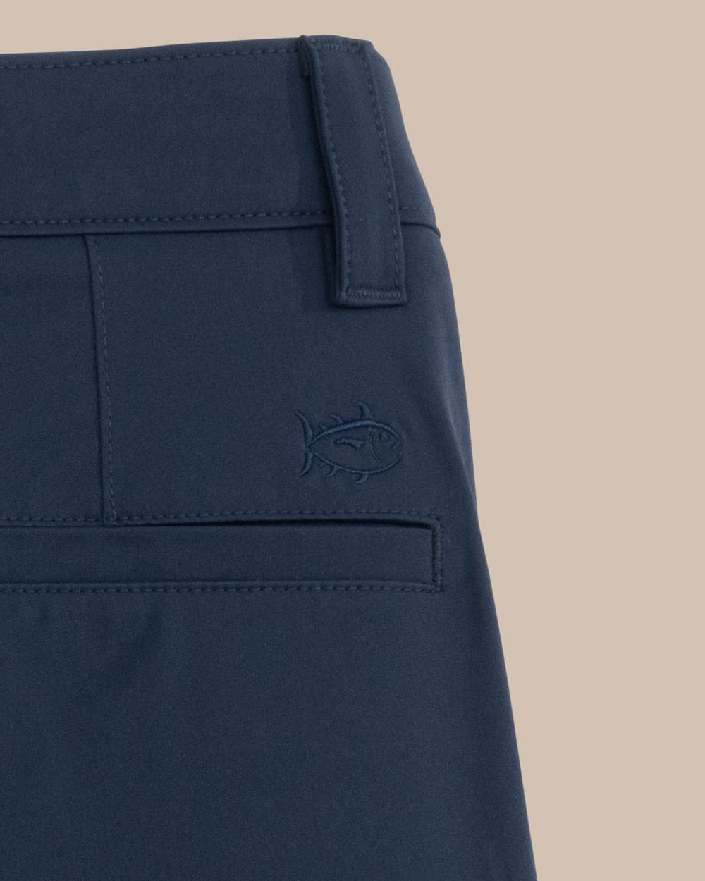 The detail view of the Southern Tide brrr die 10 Short by Southern Tide - True Navy