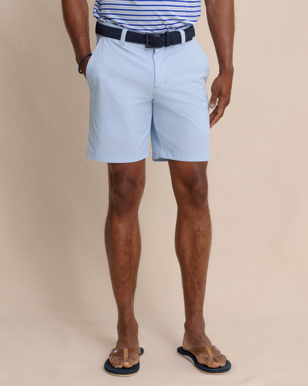 The front view of the Southern Tide brrr°®-die 8" Performance Short in Cerulean by Southern Tide - Cerulean