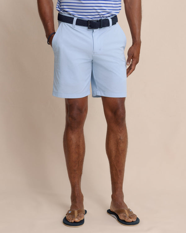 The front view of the Southern Tide brrr°®-die 8" Performance Short in Cerulean by Southern Tide - Cerulean