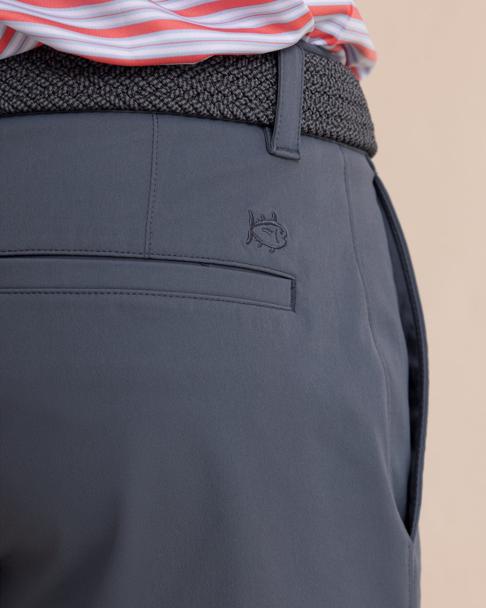 The detail view of the Southern Tide brrr°®-die 8" Performance Short in Perfect Storm by Southern Tide - Perfect Storm