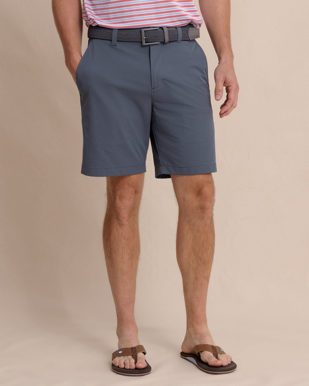 The front view of the Southern Tide brrr°®-die 8" Performance Short in Perfect Storm by Southern Tide - Perfect Storm