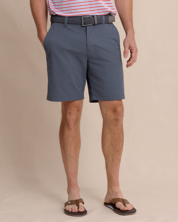 The front view of the Southern Tide brrr°®-die 8" Performance Short in Perfect Storm by Southern Tide - Perfect Storm