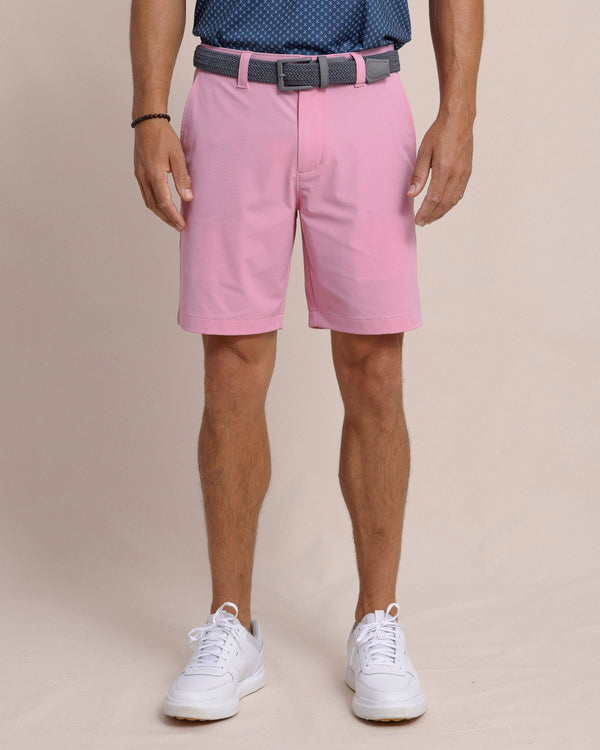 The front view of the Southern Tide brrr-die 8in Performance Short by Southern Tide - Riviera Rose