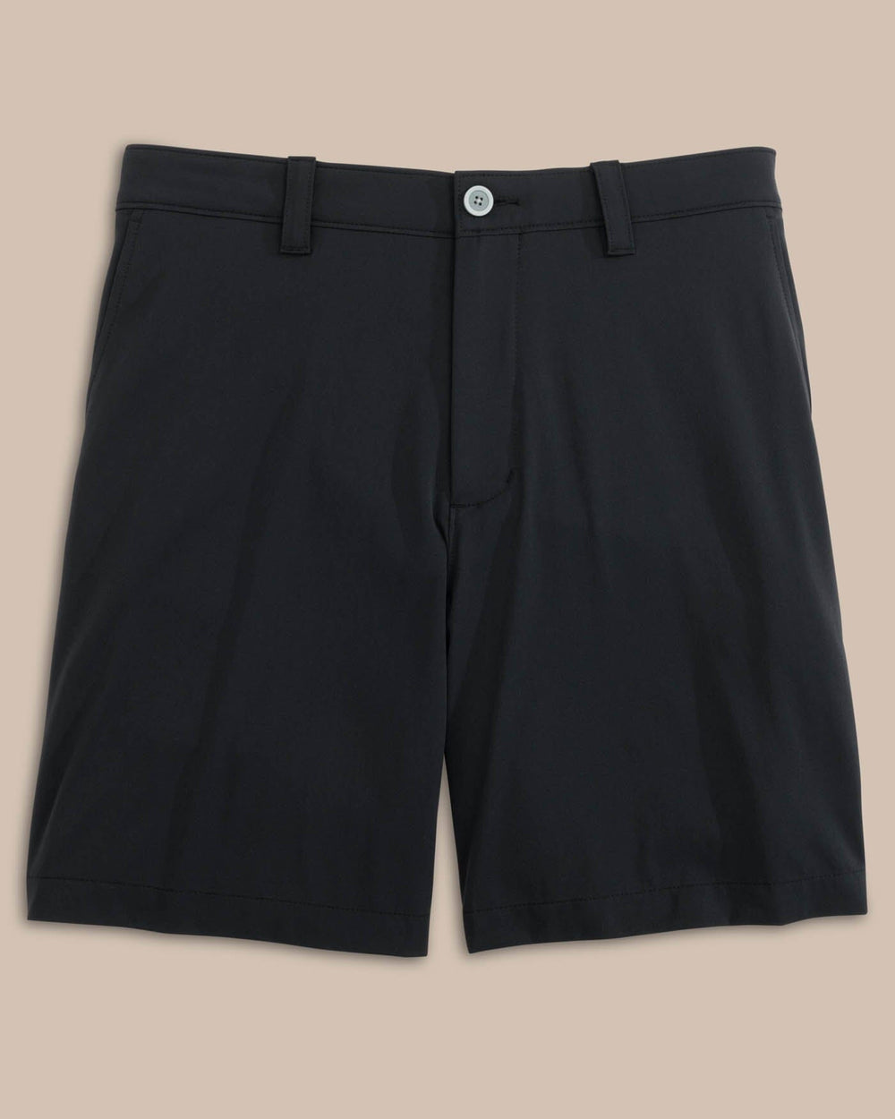 The front view of the Southern Tide brrr die 8 Performance Short by Southern Tide - Caviar Black