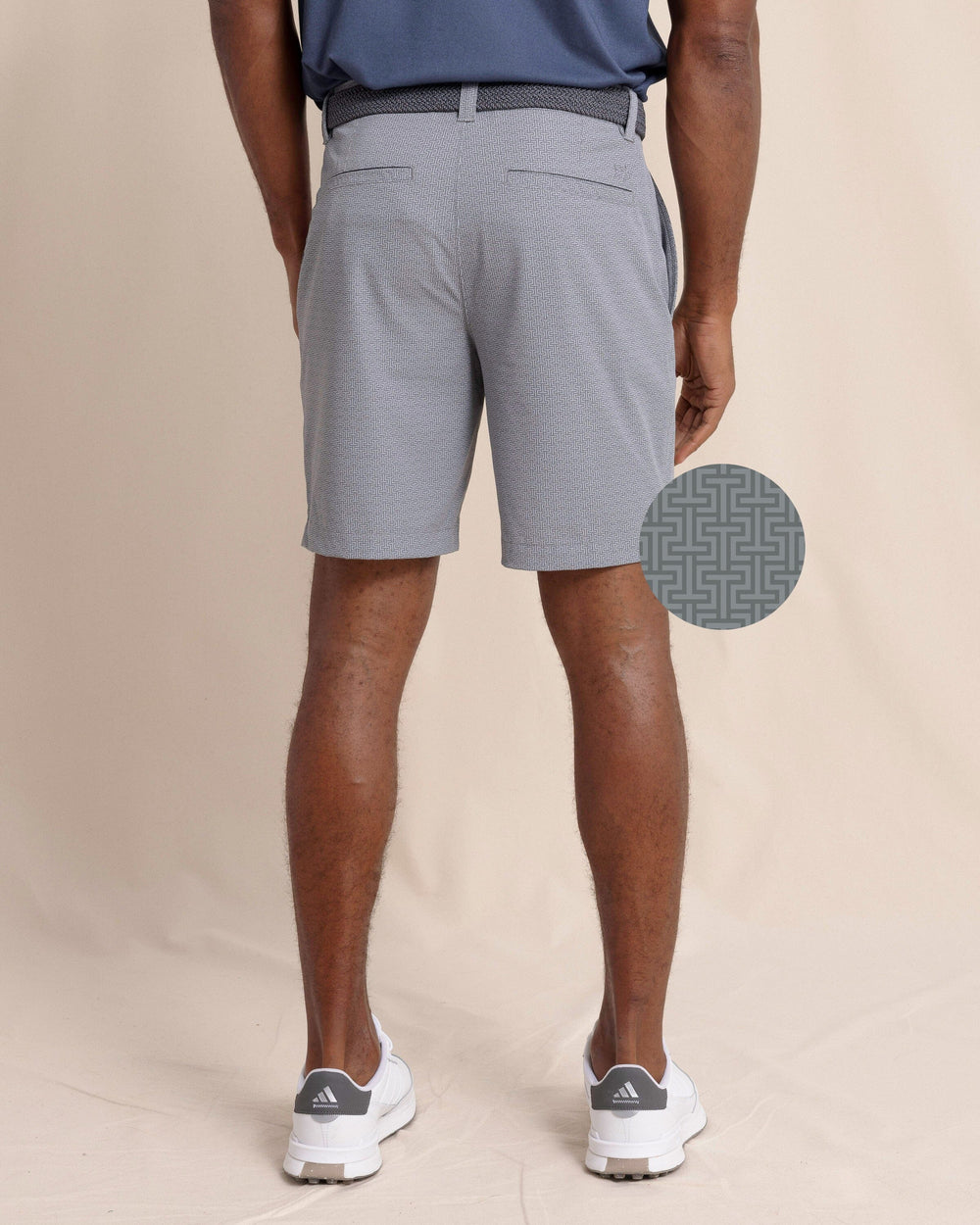 The back cad view of the Southern Tide brrr°®-die 8" ST Geo Printed Short by Southern Tide - Steel Grey