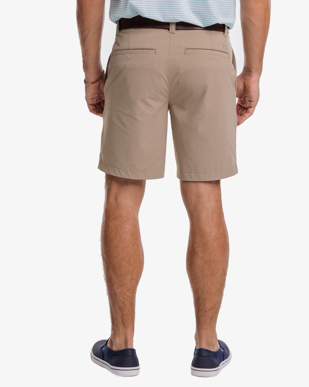 The back view of the Southern Tide brrr die performance short 1 by Southern Tide - Sandstone Khaki
