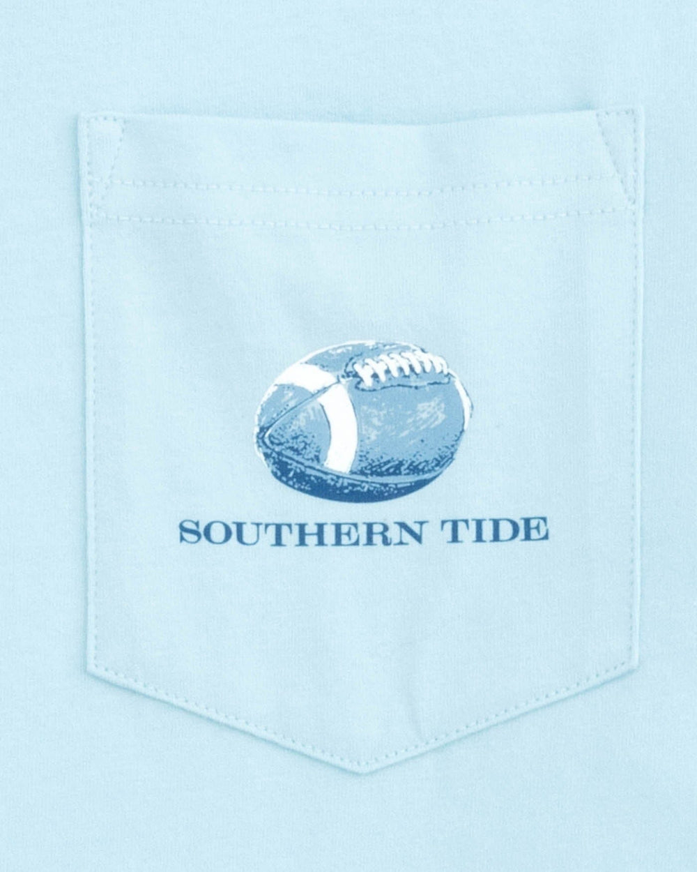 The detail view of the Southern Tide brrr-eeze Heather Performance Polo Shirt by Southern Tide - Dream Blue