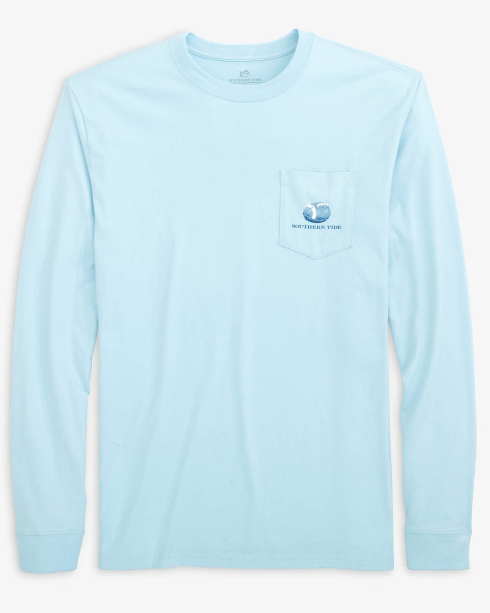 The front view of the Southern Tide brrr-eeze Heather Performance Polo Shirt by Southern Tide - Dream Blue