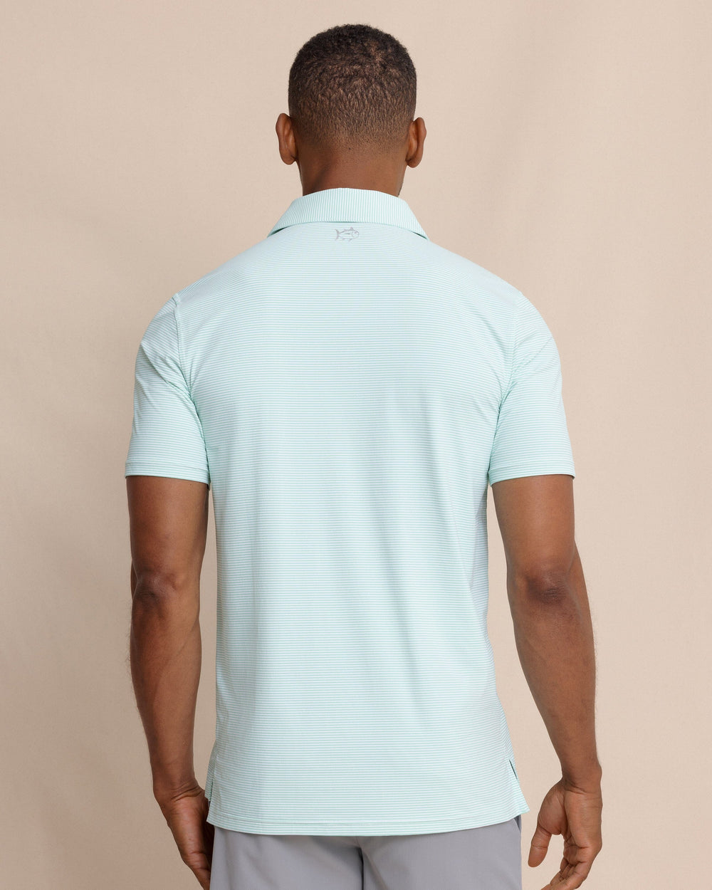 The back view of the Southern Tide brrr°®-eeze Meadowbrook Stripe Polo by Southern Tide - Garden Grove