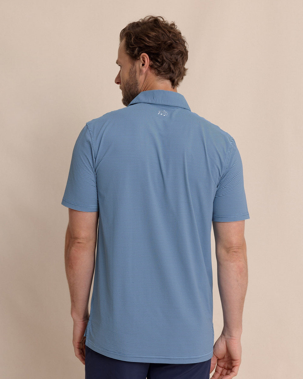 The back view of the Southern Tide brrr°®-eeze Meadowbrook Stripe Polo by Southern Tide - Ocean Channel 