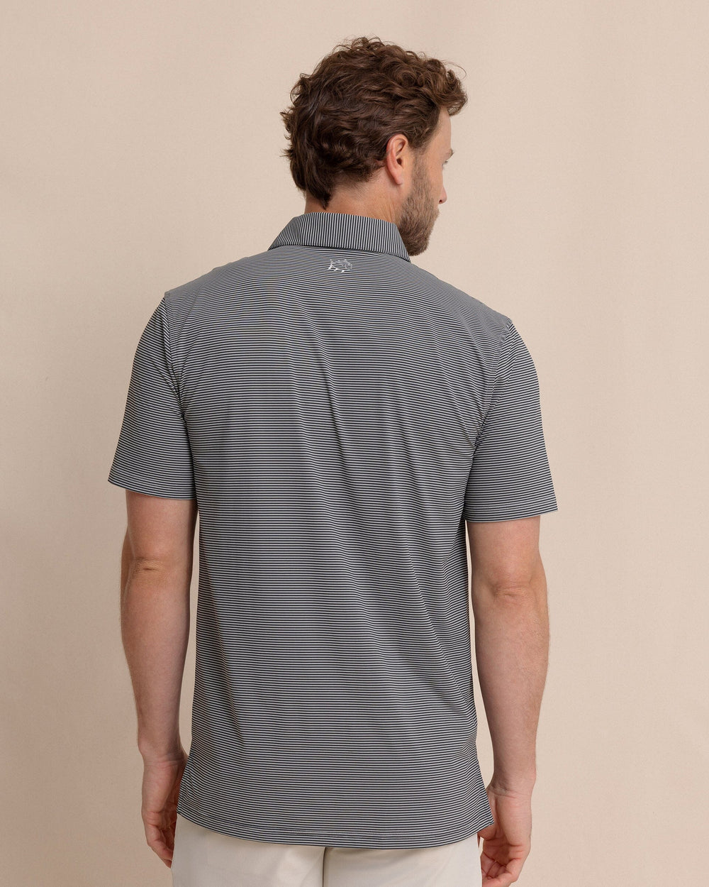 The back view of the Southern Tide brrr°®-eeze Meadowbrook Stripe Polo by Southern Tide - Steel