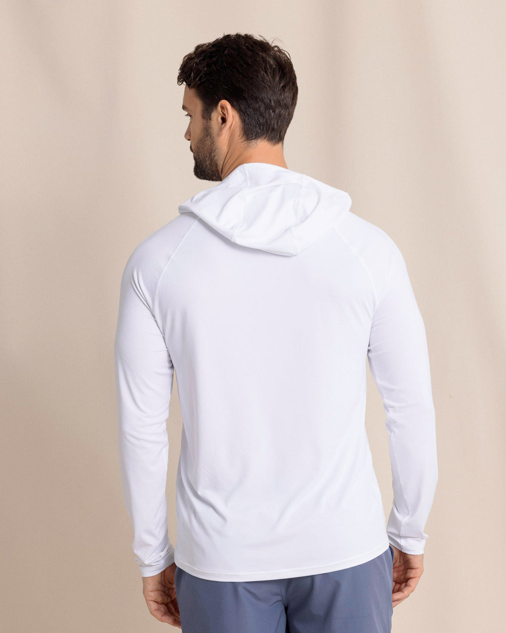 The back view of the Southern Tide brrr°®-illiant Performance Hoodie by Southern Tide - Classic White