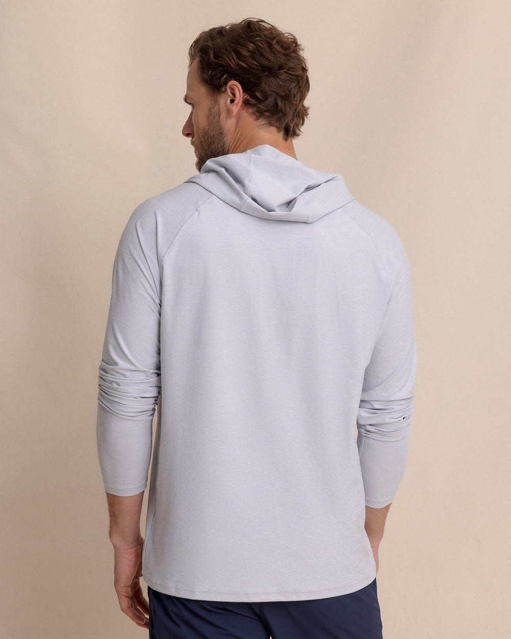 The back view of the Southern Tide brrr°®-illiant Performance Hoodie by Southern Tide - Platinum Grey