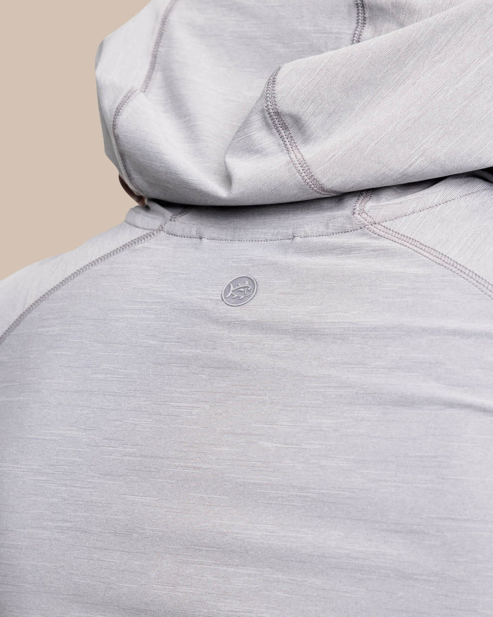 The yoke view of the Southern Tide brrr°®-illiant Performance Hoodie by Southern Tide - Steel Grey