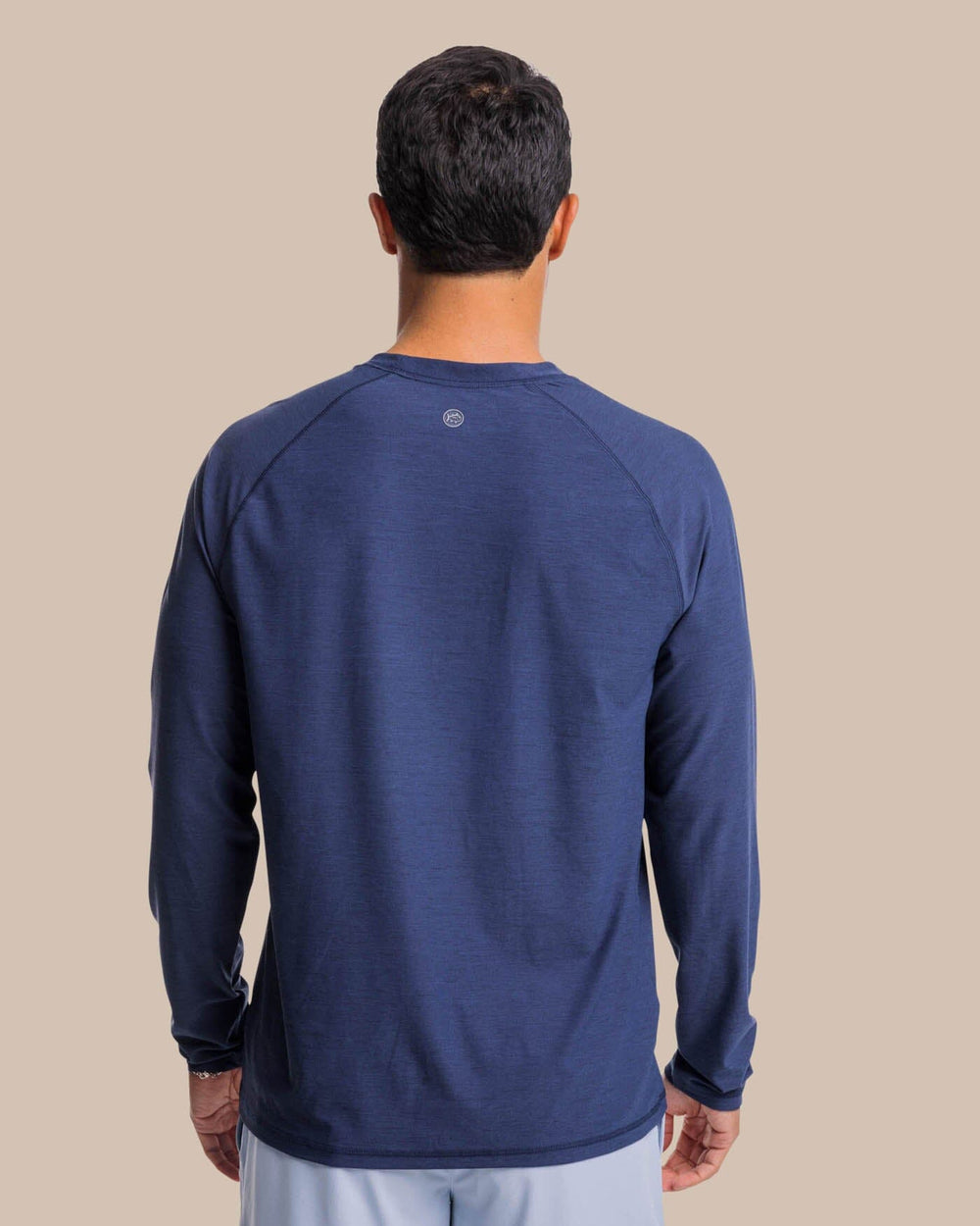 The back view of the Southern Tide brrr-illiant Performance Long Sleeve Tee by Southern Tide - Nautical Navy