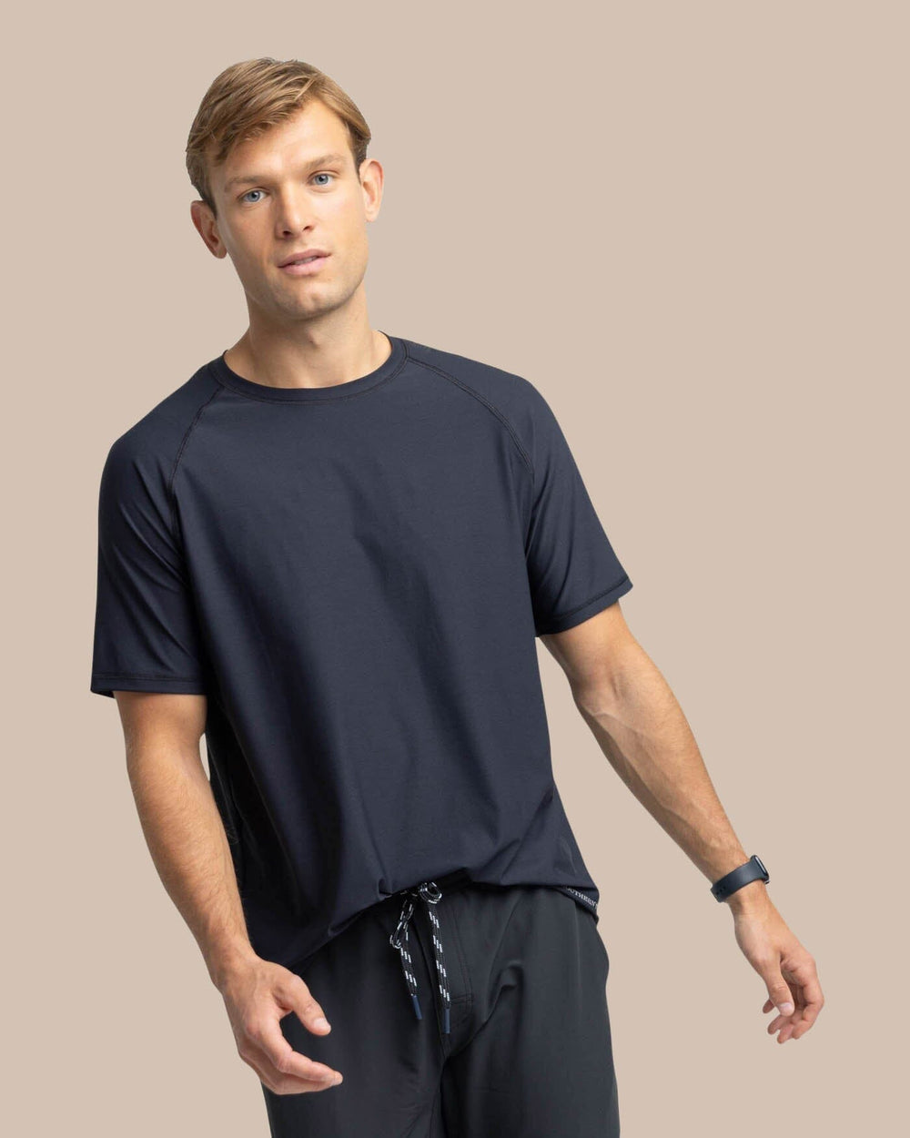 The front view of the Southern Tide brrr-illiant Performance T-Shirt by Southern Tide - Caviar Black