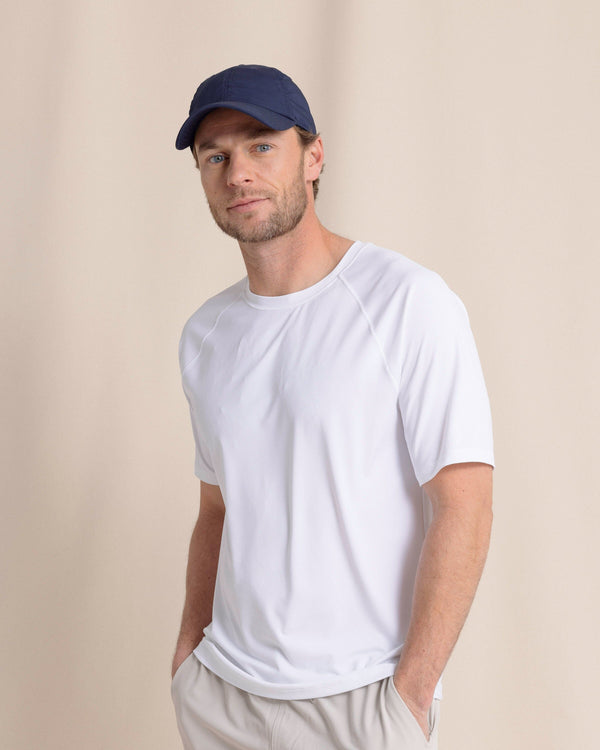 The front view of the Southern Tide brrr°®-illiant Performance T-Shirt by Southern Tide - Classic White