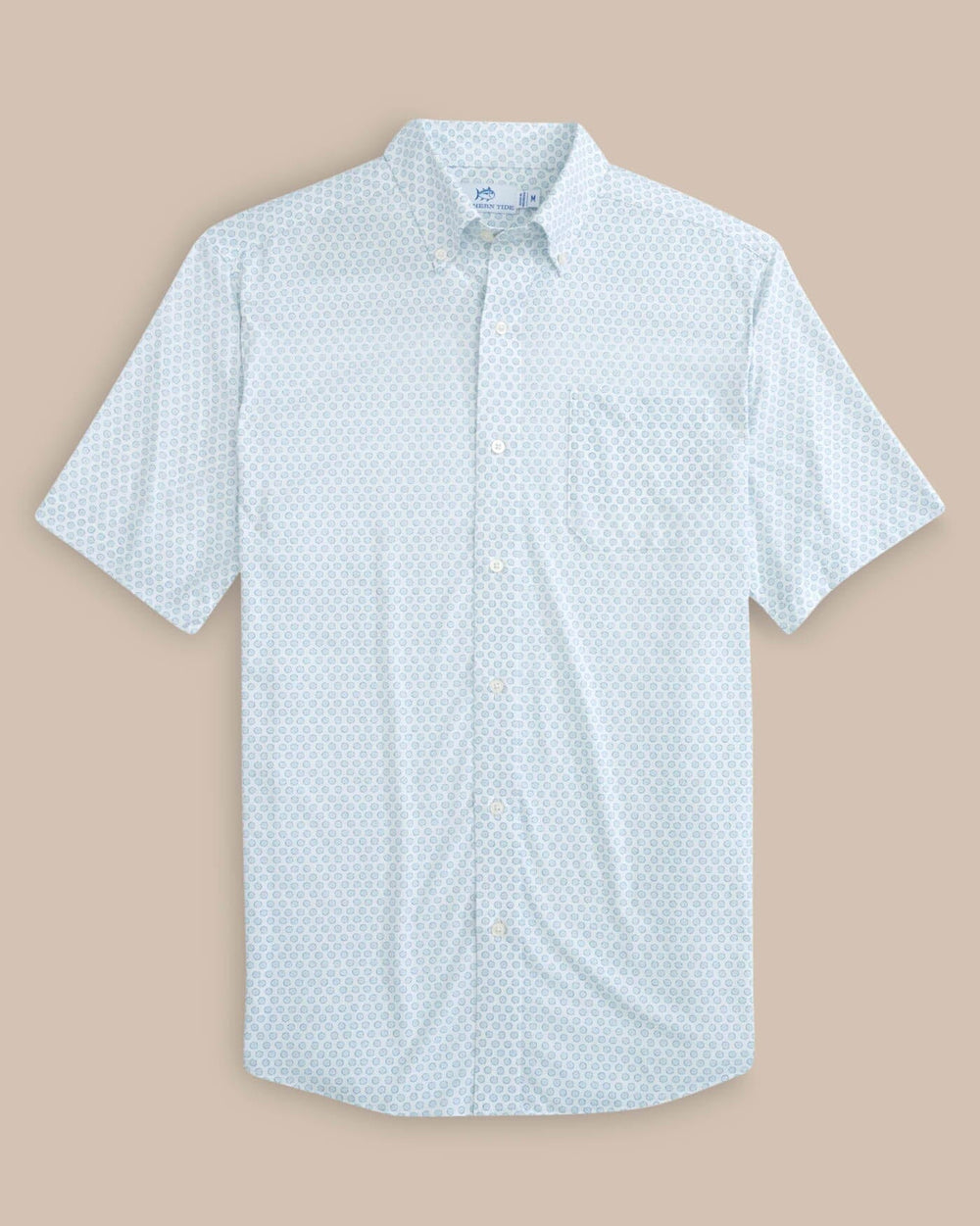 The front view of the Southern Tide brrr Intercoastal Floral To See Short Sleeve Sportshirt by Southern Tide - Wake Blue