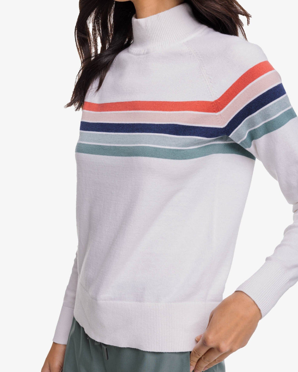 The detail view of the Southern Tide Brynlee Sweater by Southern Tide - Classic White