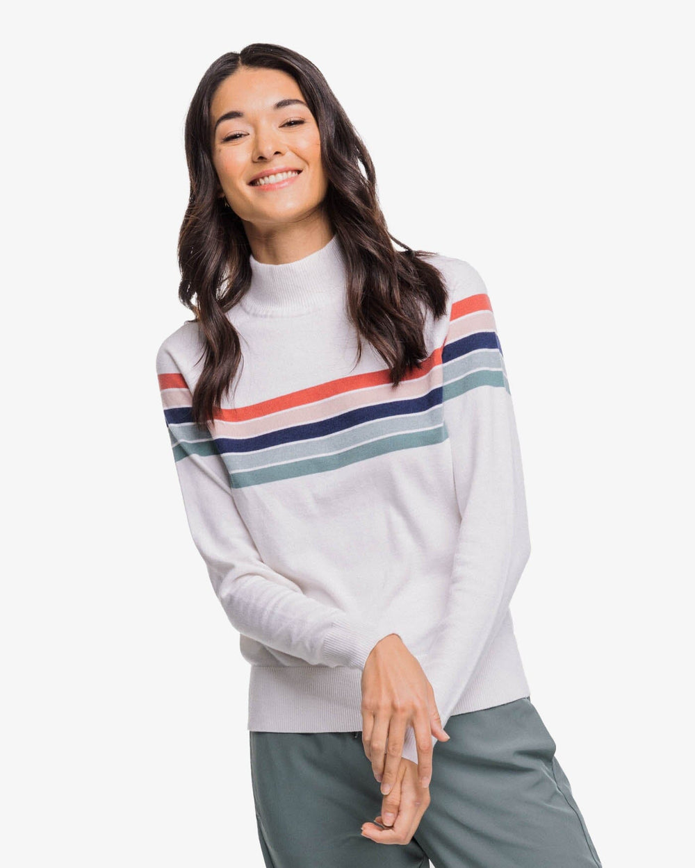 The front view of the Southern Tide Brynlee Sweater by Southern Tide - Classic White