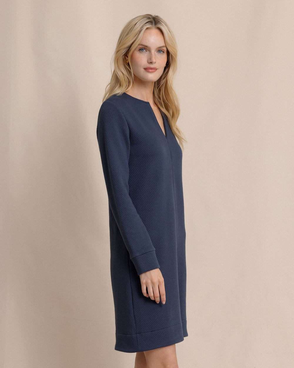 The side view of the Southern Tide Cady Jacquard Dress by Southern Tide - Dress Blue
