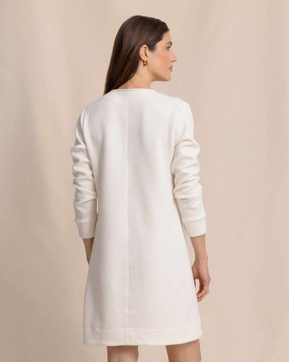 The back view of the Southern Tide Cady Jacquard Dress by Southern Tide - Sand White