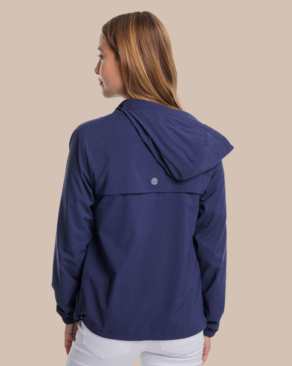 The detail view of the Southern Tide Calie Pop Placket Popover by Southern Tide - Dress Blue