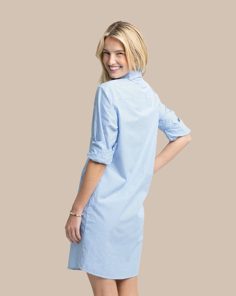 blue striped button up dress Blue Striped Button Down Shirt Dress