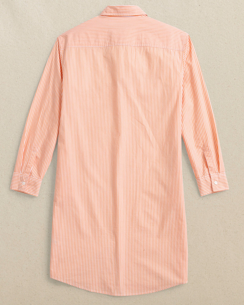 The back laydown view of the Southern Tide Cam Stripe Poplin Dress by Southern Tide - Peach Parfait