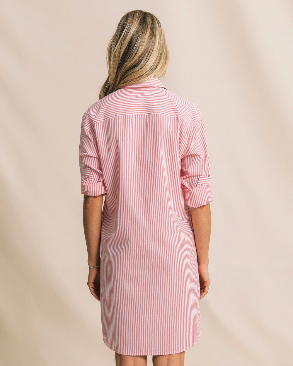 Women's Cam Stripe Poplin Dress - Peaches N' Cream