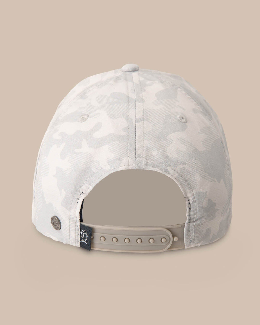The back of the Camo Printed Performance Hat by Southern Tide - Seagull Grey