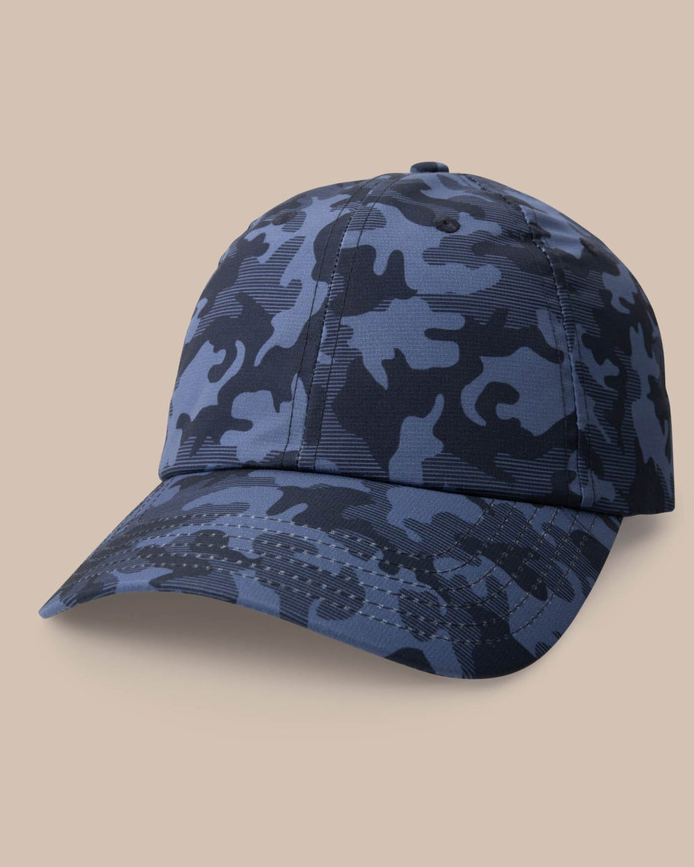 The front of the Camo Printed Performance Hat by Southern Tide - True Navy