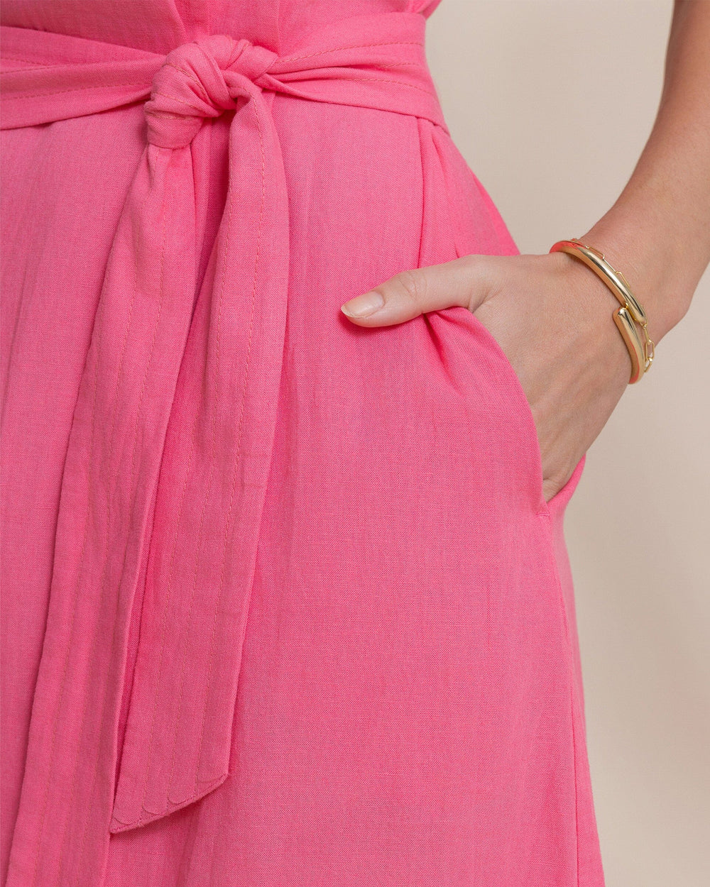 The detail view of the Southern Tide Carmella Midi Dress by Southern Tide - Island Pink