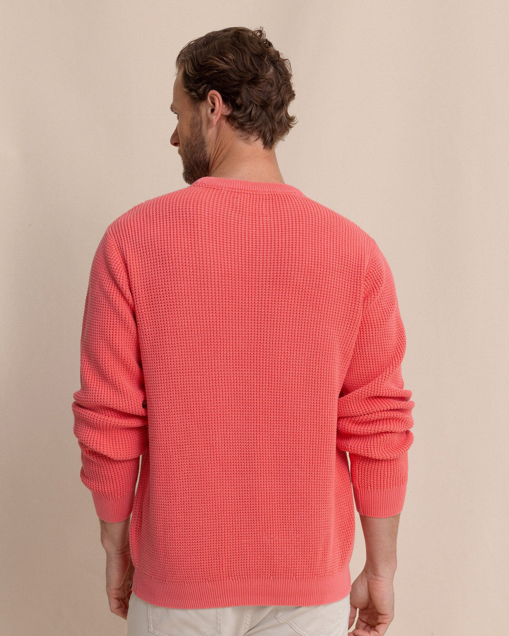 The back view of the Southern Tide Carrington Garment Dyed Crew Sweater by Southern Tide - Snapper