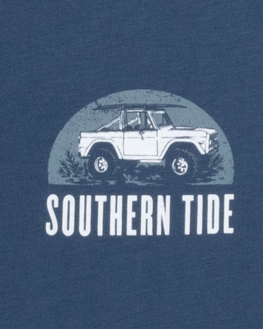 The detail view of the Southern Tide Catch Me on the Coast Short Sleeve T-shirt by Southern Tide - Aged Denim