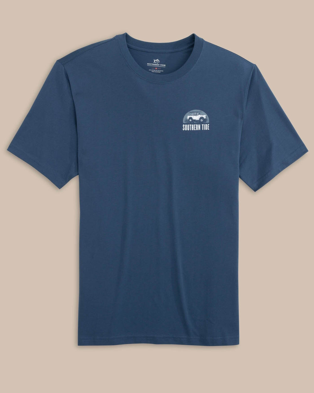 The front view of the Southern Tide Catch Me on the Coast Short Sleeve T-shirt by Southern Tide - Aged Denim