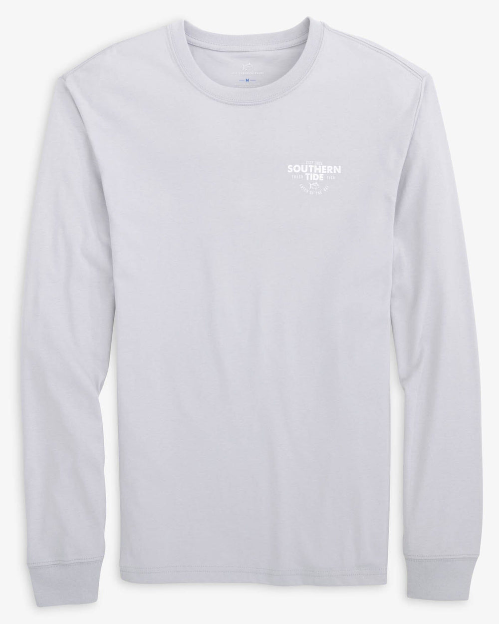 The front view of the Southern Tide Catch of The Day Long Sleeve T-Shirt by Southern Tide - Platinum Grey