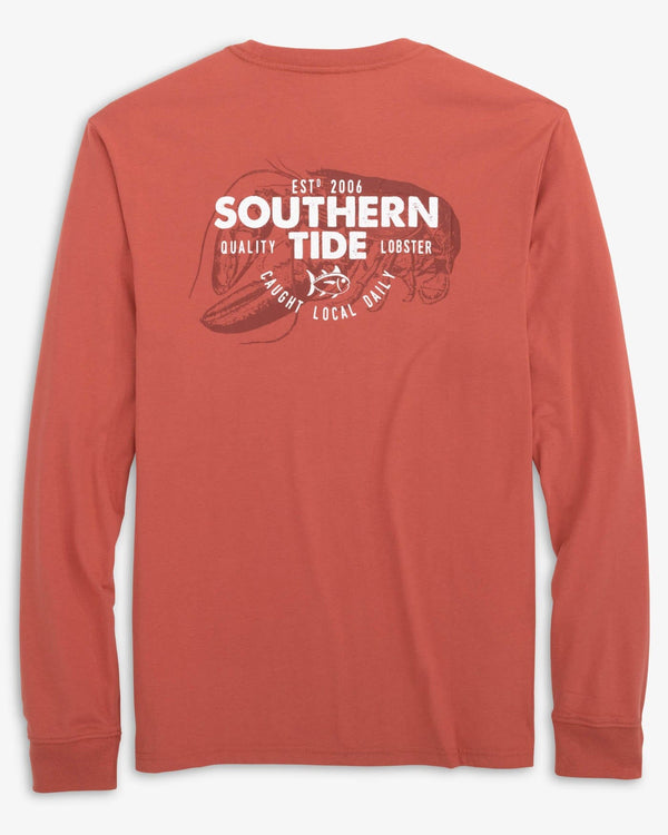 The back view of the Southern Tide Caught Local Daily Long Sleeve T-Shirt by Southern Tide - Dusty Coral
