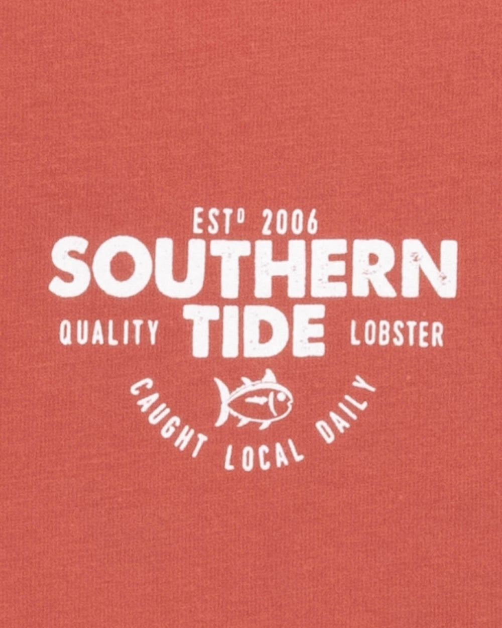 The detail view of the Southern Tide Caught Local Daily Long Sleeve T-Shirt by Southern Tide - Dusty Coral