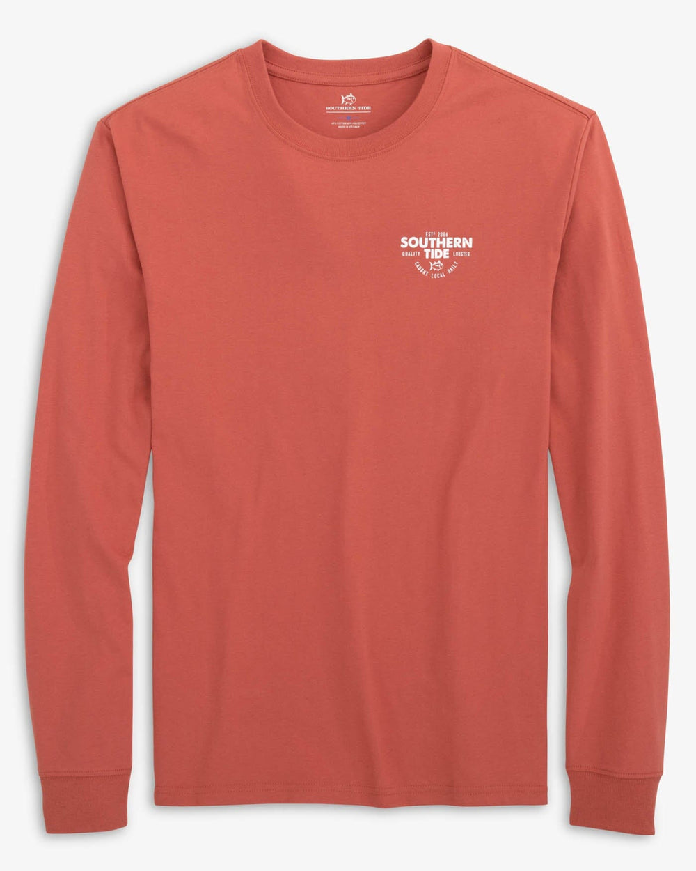 The front view of the Southern Tide Caught Local Daily Long Sleeve T-Shirt by Southern Tide - Dusty Coral