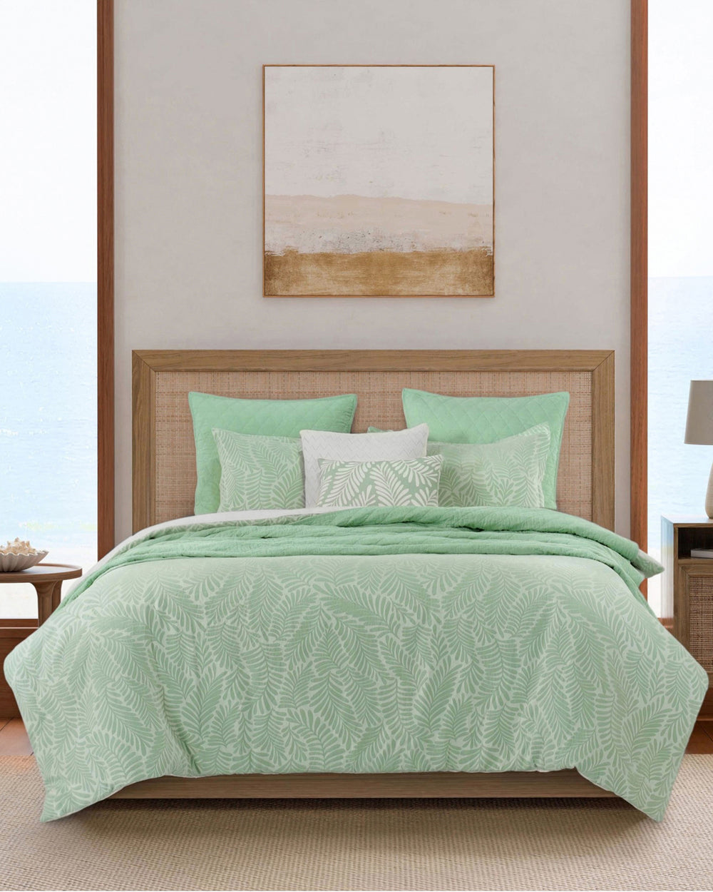 The front view of the Southern Tide Cedar Island Comforter Set by Southern Tide - Sage