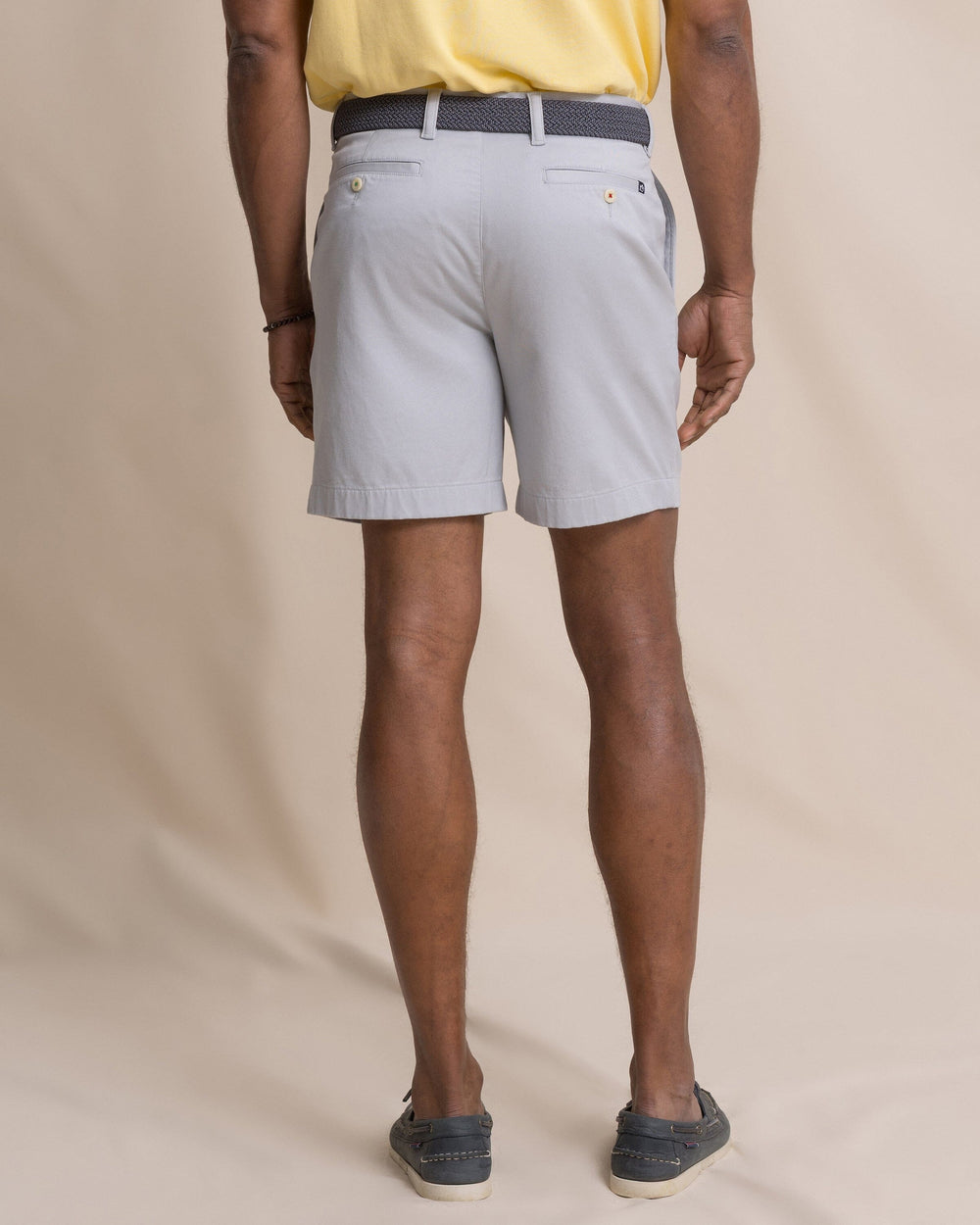 The back view of the Southern Tide Channel Marker 7" Stretch Chino Short by Southern Tide - Seagull Grey