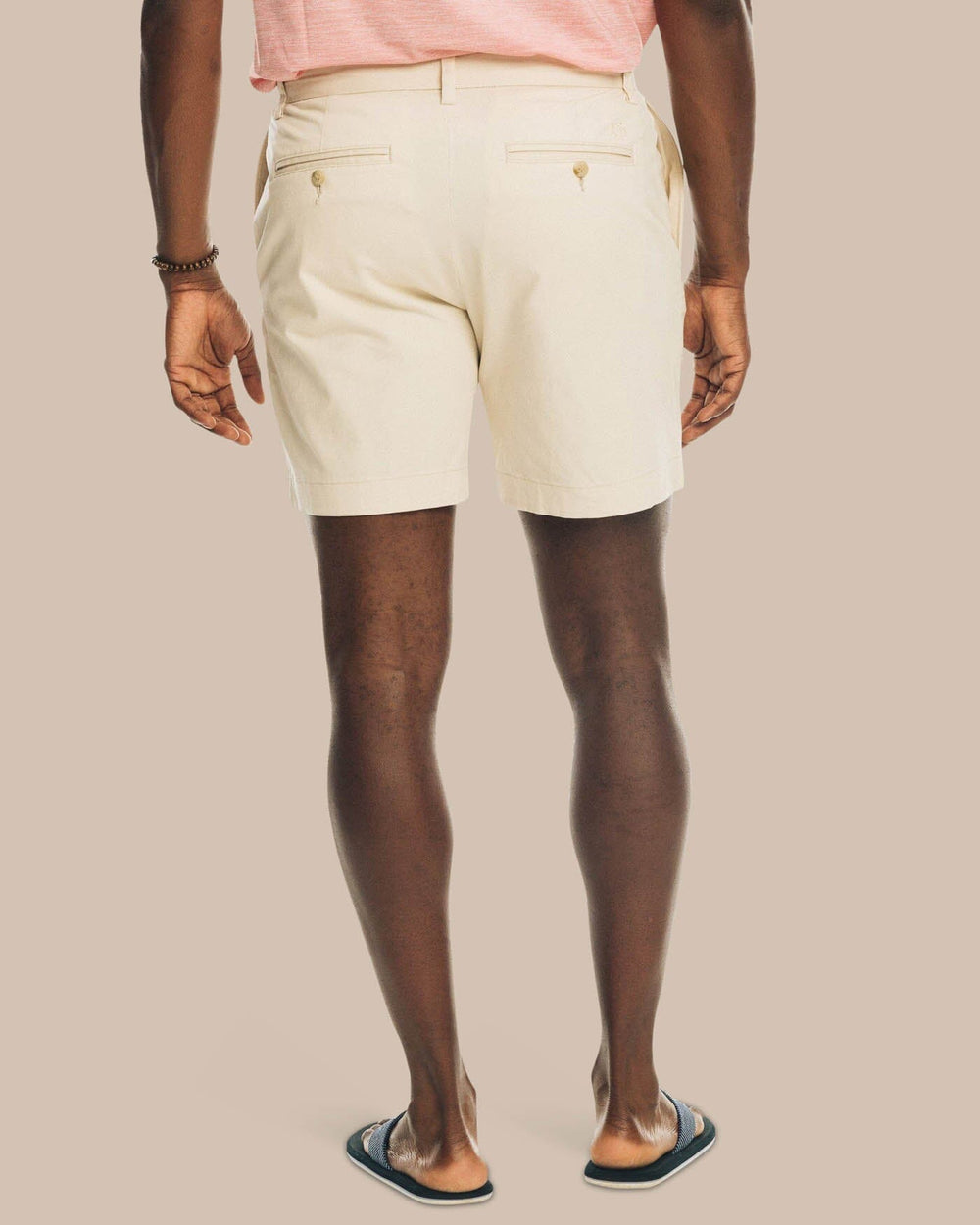 The back view of the Men's New Channel Marker 9 Inch Short by Southern Tide - Light Khaki