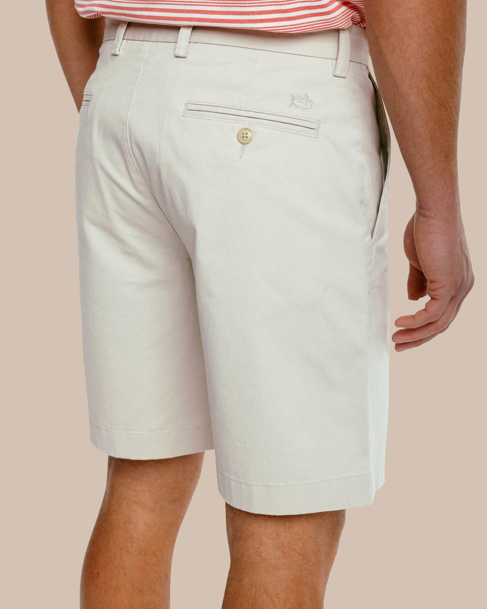 The back view of the Men's New Channel Marker 9 Inch Short by Southern Tide - Light Khaki
